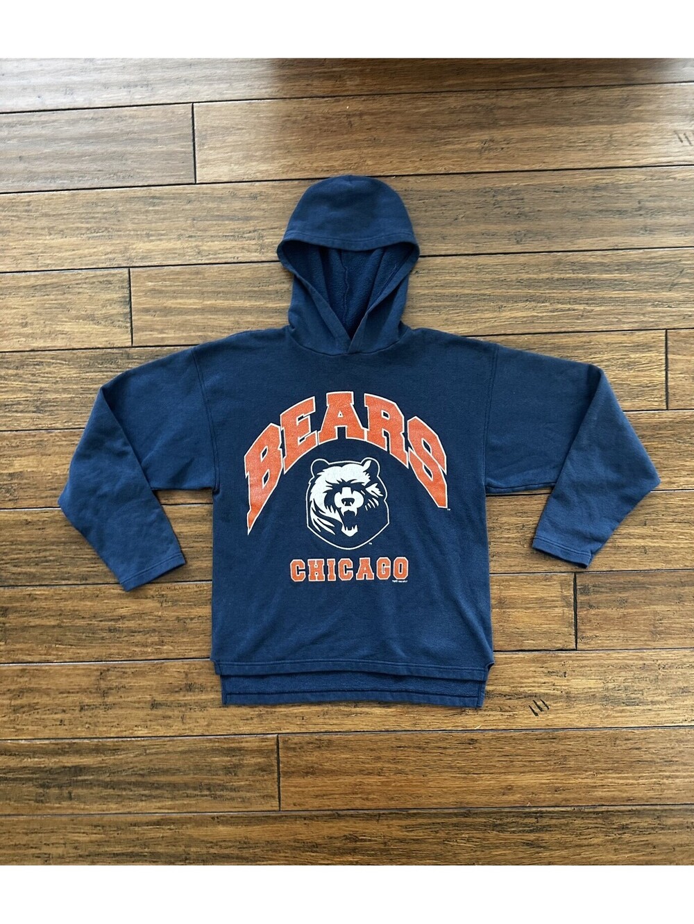 Vintage 90s Chicago Bears Hoodie Medium Logo 90s Team Apparel Navy Made in USA